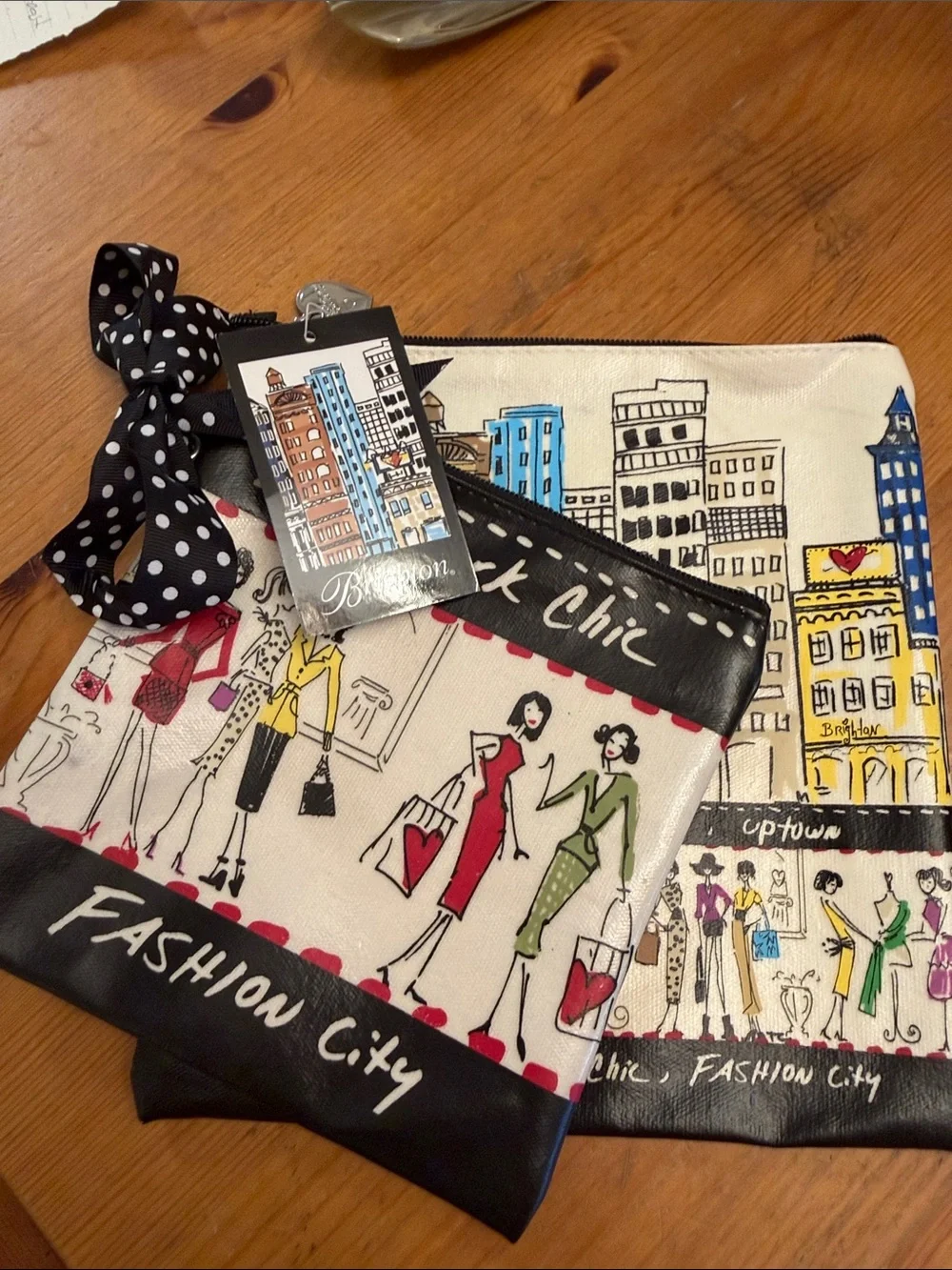 Bright Fashion City Canvas Pouch Set - Cream with Black Trim